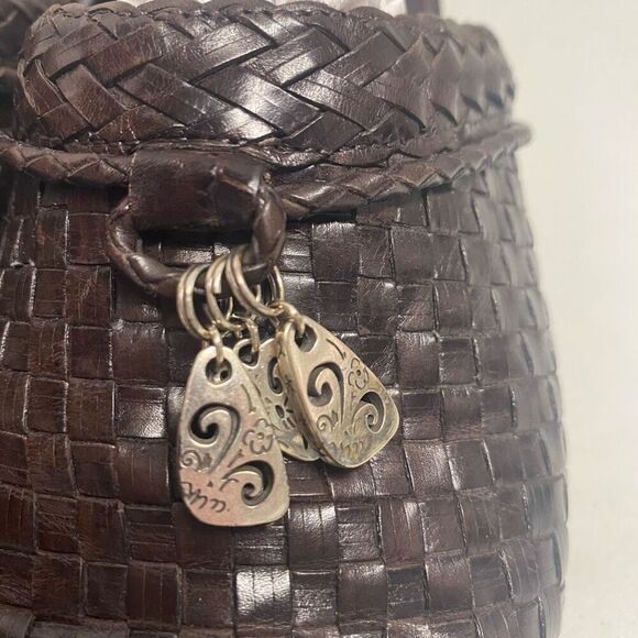 BRIGHTON Franki Basket Weave Vero Cuoio Leather Heel Clogs  Mules Brown Size 8.5 - Picture 10 of 11